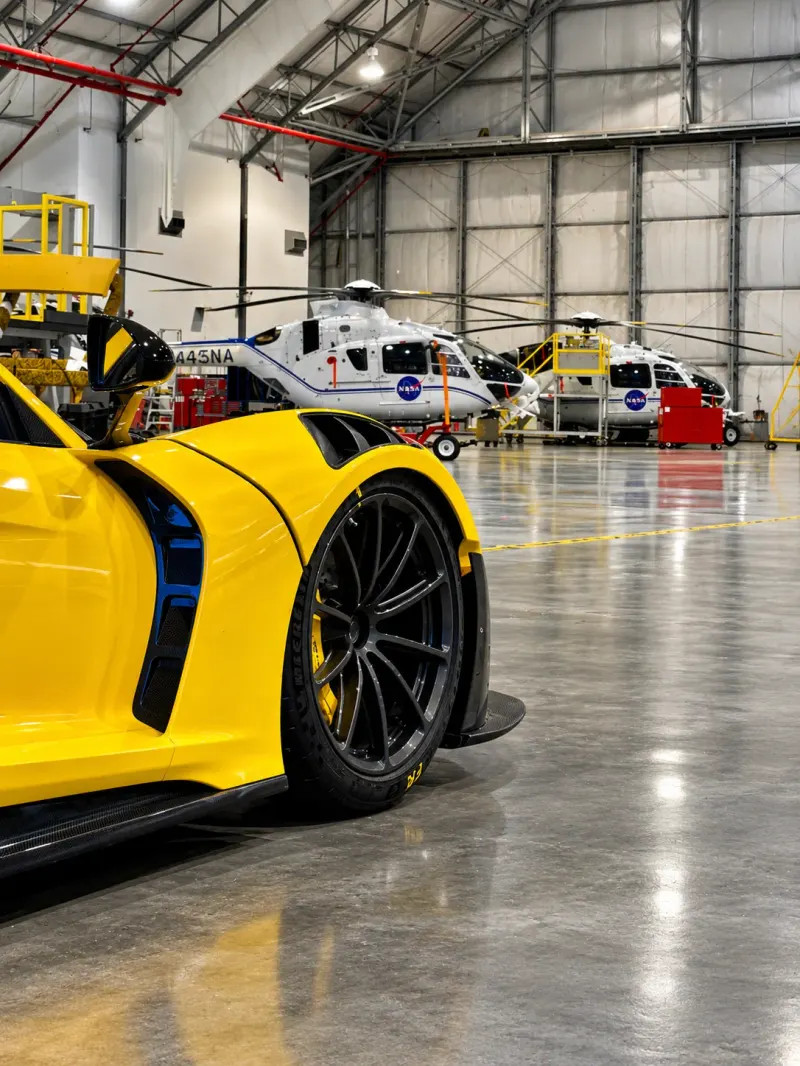 Car staged on the 3-mile runway