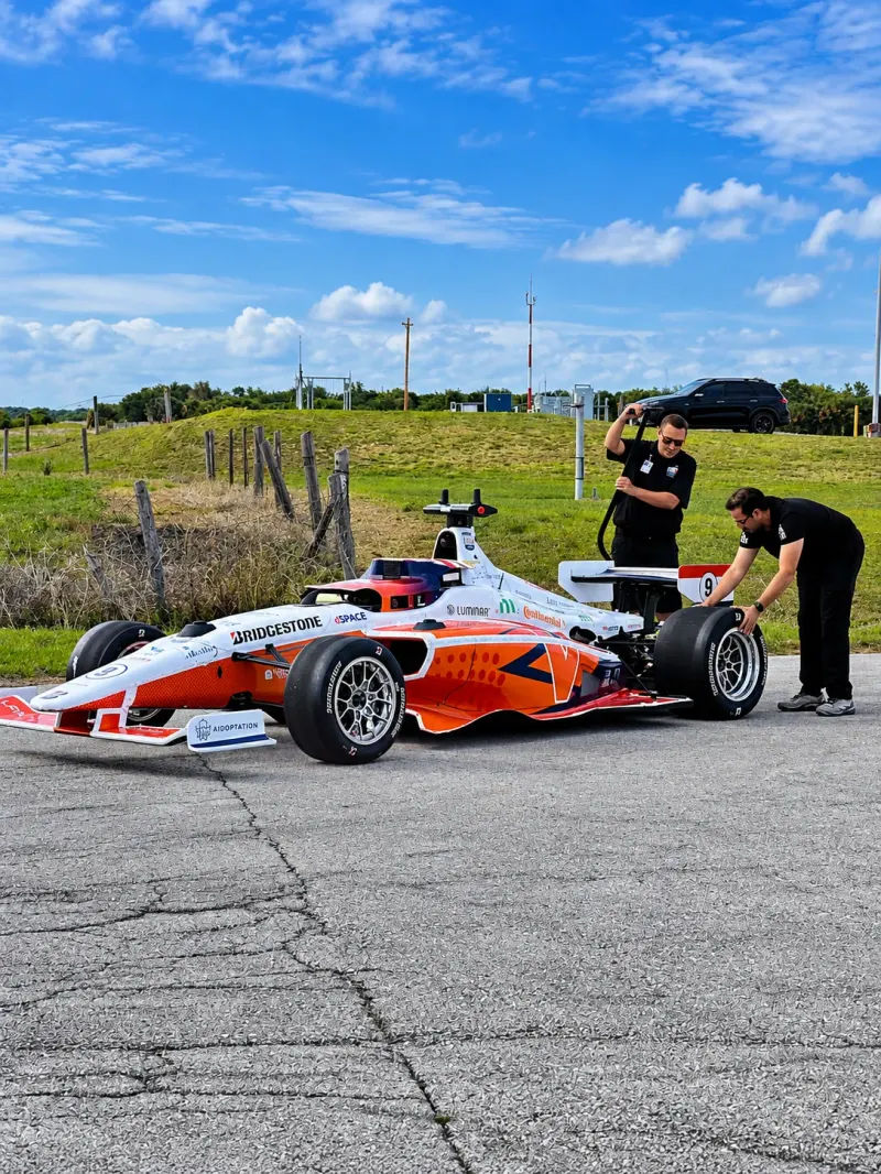 Exotic car on the runway during a testing session